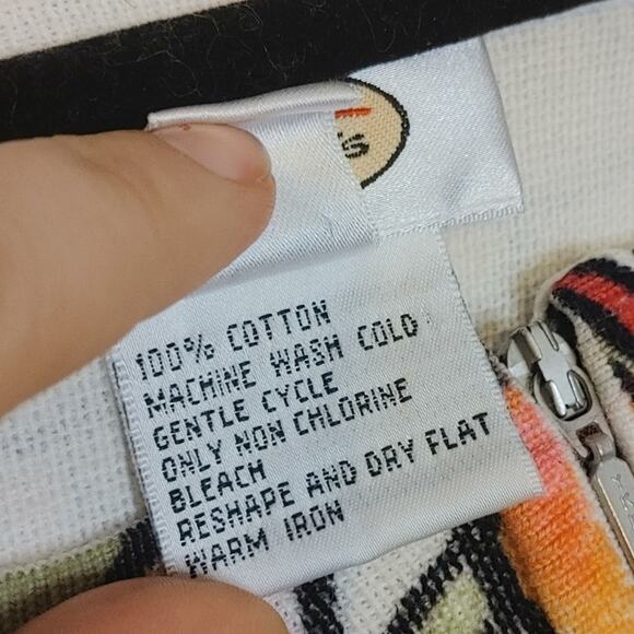 Talbots Size Medium Cotton Zipper Stained Glass Sweater Abstract Floral Print - Picture 7 of 9